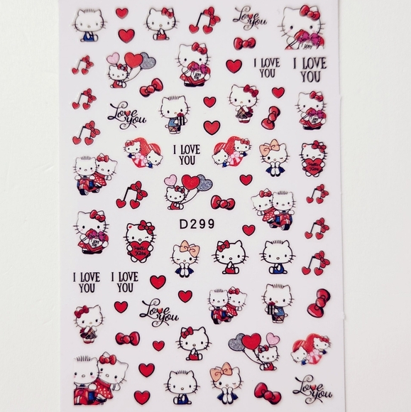 ⭐4/$15 I Love You Hello Kitty Nail Art Stickers - Picture 1 of 5